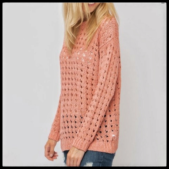 Eyelit Sweater, Coral, Gorgeous! NWT - Picture 3 of 8